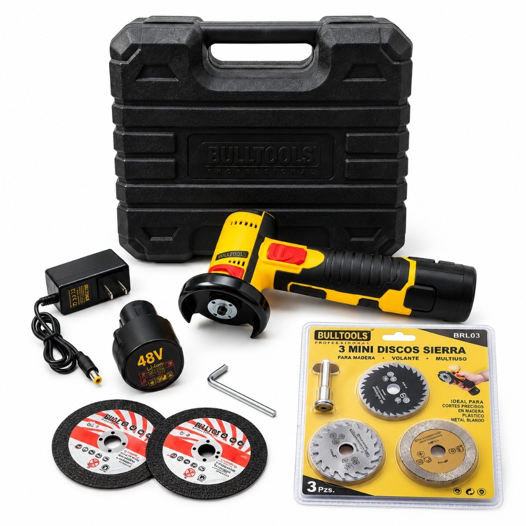 Mini Amoladora Inalámbrica 48V MARUBI con 2 baterías de litio, discos sierra y maletín