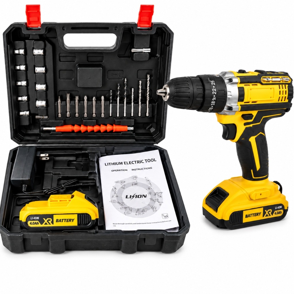 Taladro Percutor Inalámbrico 180V con 2 Baterías y Kit Completo MARUBI